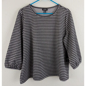 New Jones New York sz PXL Top 3/4 balloon sleeves stretch gray black silver 1655